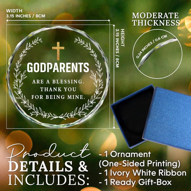 Godparent Gift - 2025 Glass Ornament for Baptism