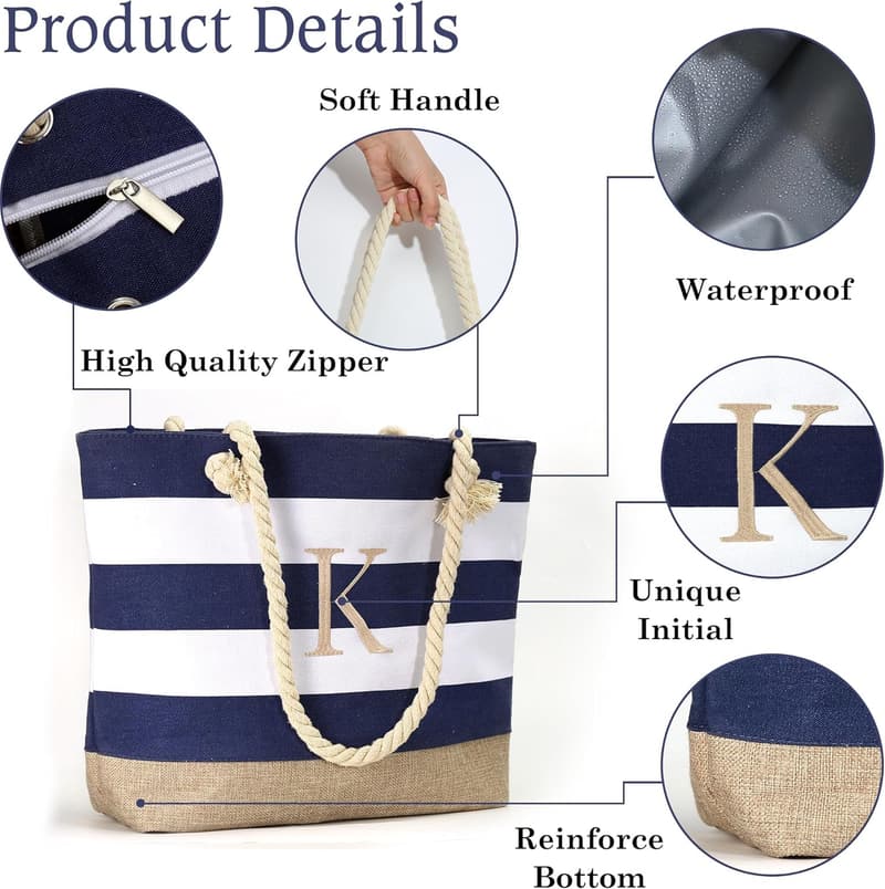 Women's Waterproof Travel Beach Tote - Essential Canvas Bag