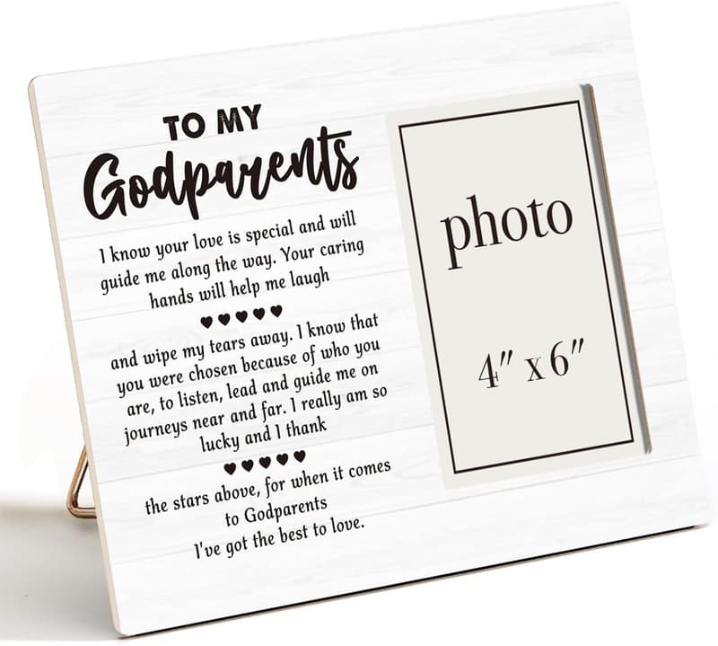 Baptism Photo Frame for Godparents - 4x6 Inch Gift