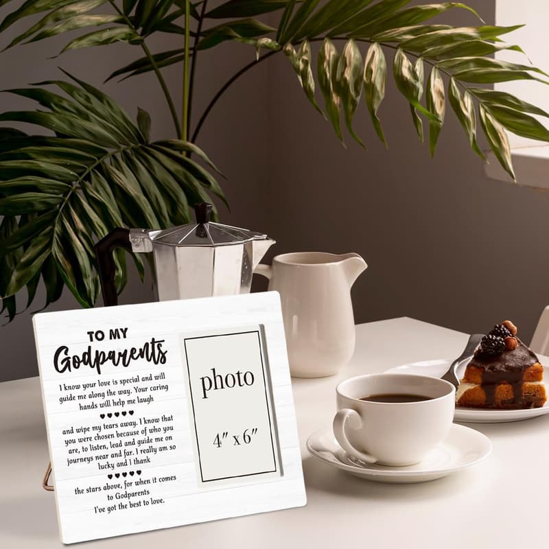 Baptism Photo Frame for Godparents - 4x6 Inch Gift