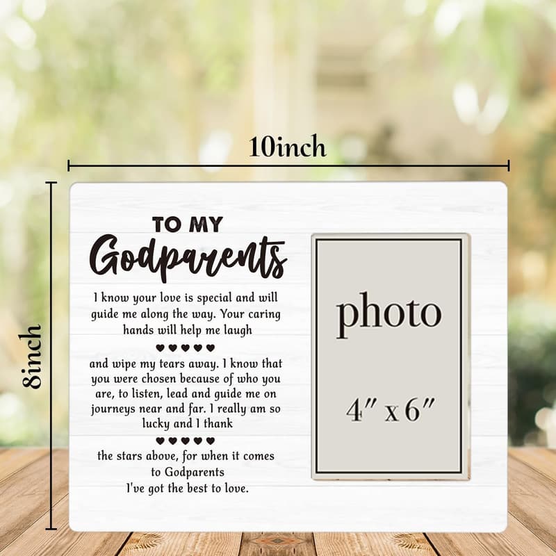 Baptism Photo Frame for Godparents - 4x6 Inch Gift
