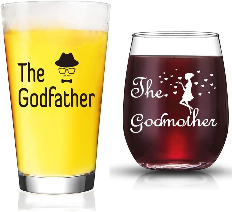Godparents Proposal Gift: Stemless Wine & Beer Glass Set