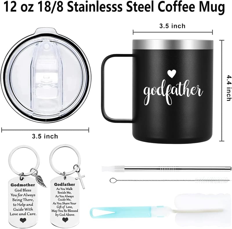 Godparents Proposal Gift Mug Set - Black & Rose Gold, 12 Oz