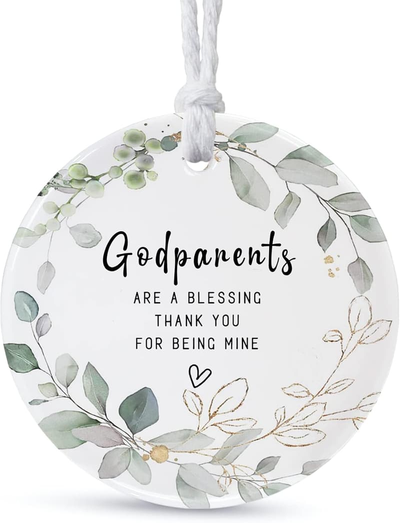 Thank You Godparents Gift - Double-Sided Ceramic Ornament