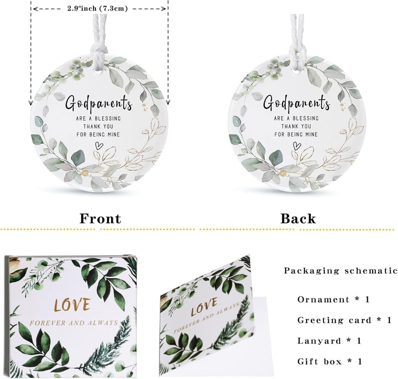 Thank You Godparents Gift - Double-Sided Ceramic Ornament