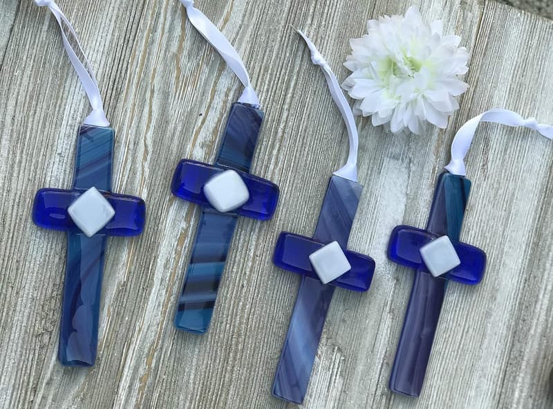 Christmas Gift: Handmade Glass Cross for Godfather