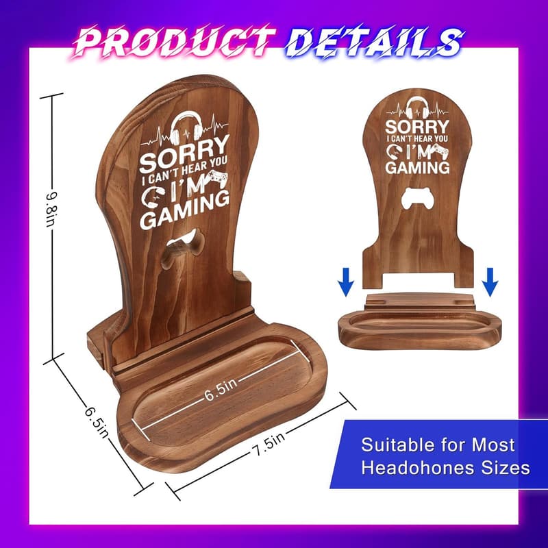 Gamer Gifts for Teens: Wooden Headset Holder with Stand