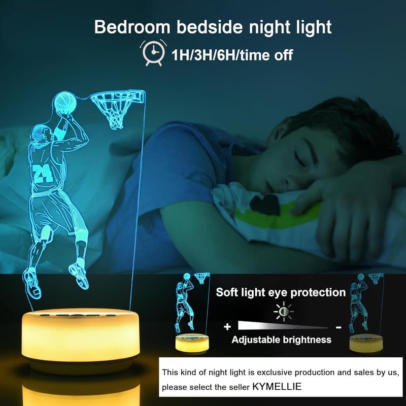 Basketball Night Light - 14-Color LED Lamp with Remote for Kids