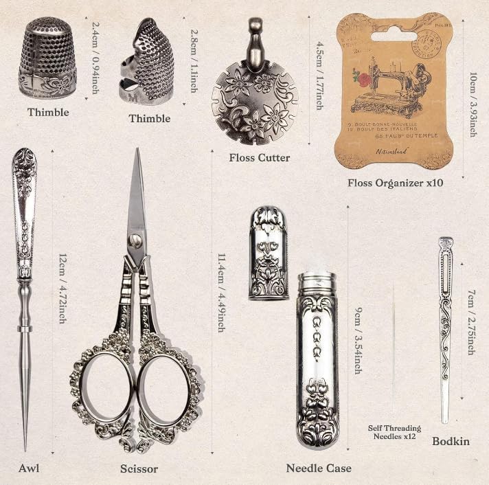 Victorian Embroidery Scissors Kit for Sewing & Knitting