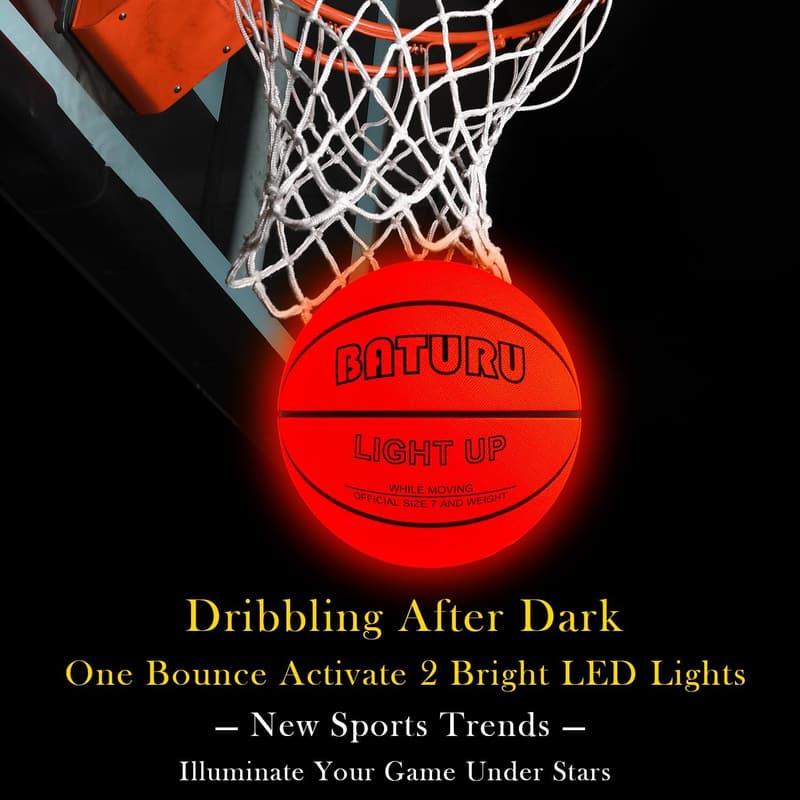 LED Light-Up Basketball - Size 7, Glow in the Dark, Easter Gift for Kids