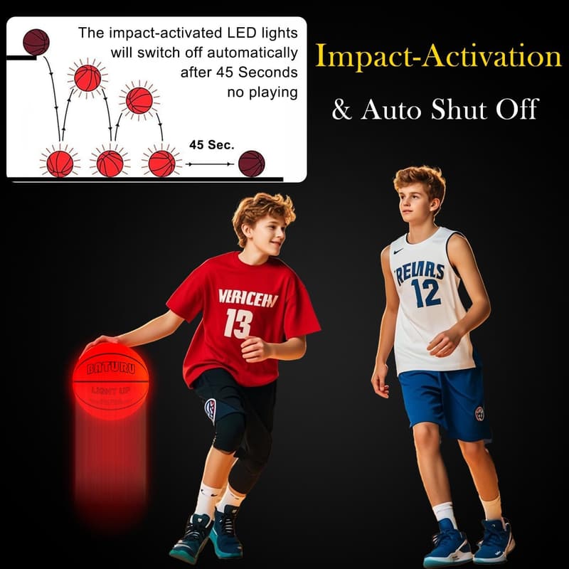 LED Light-Up Basketball - Size 7, Glow in the Dark, Easter Gift for Kids