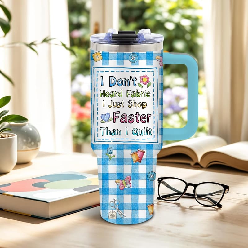 Sewing and Quilting Birthday Tumbler for Women, 40 Oz
