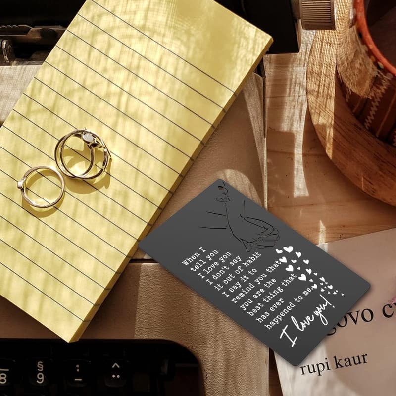 Anniversary Wallet Card - Romantic Gift for Him (Black)