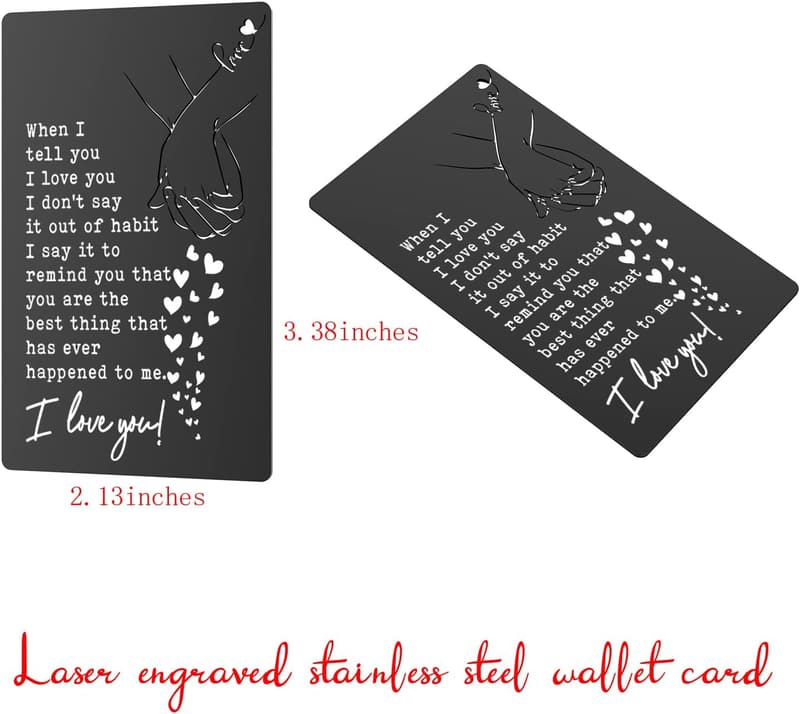 Anniversary Wallet Card - Romantic Gift for Him (Black)