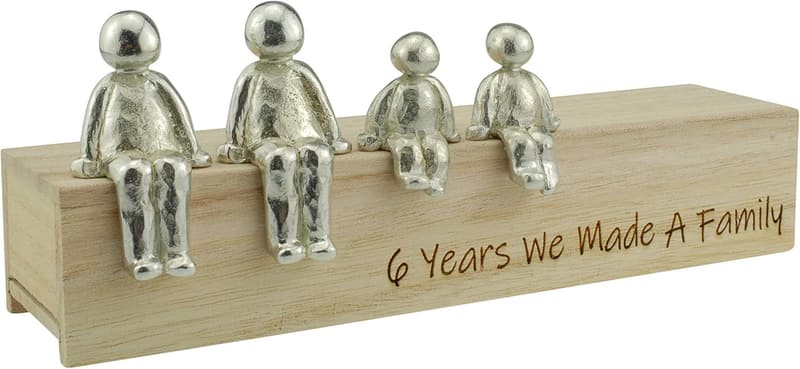 6th Anniversary Family Metal Ornament - Customizable Design