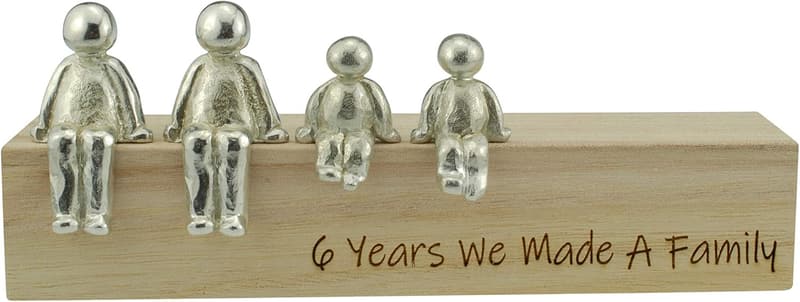 6th Anniversary Family Metal Ornament - Customizable Design