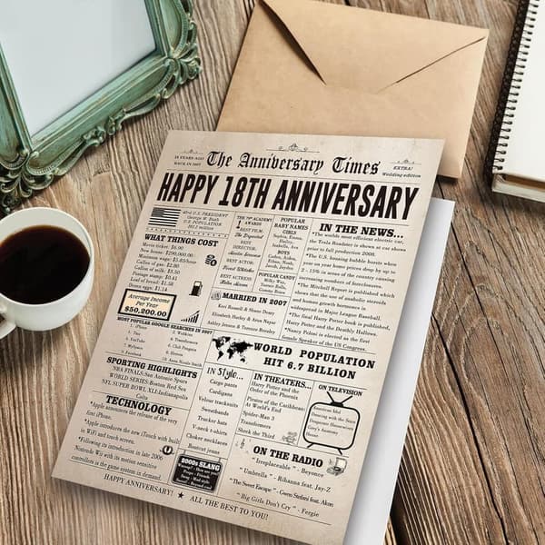 18th Anniversary Vintage Card for Couples