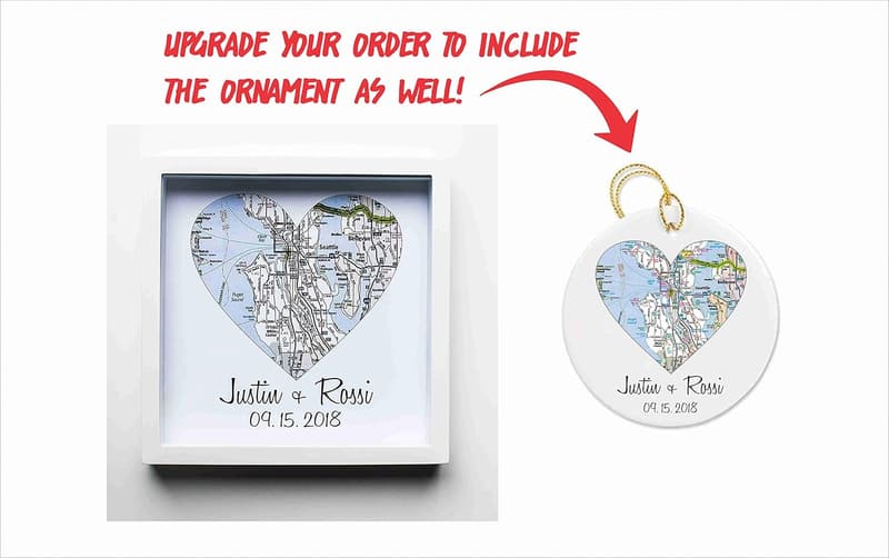 First Anniversary Gift: Heart Map Framed Art