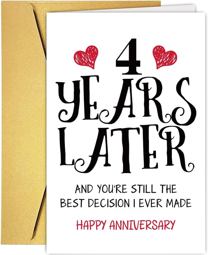 4th Anniversary Card for Couples - Sweet Love Message