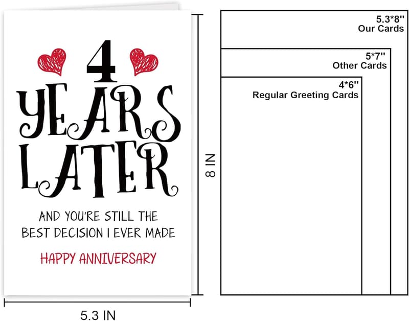 4th Anniversary Card for Couples - Sweet Love Message