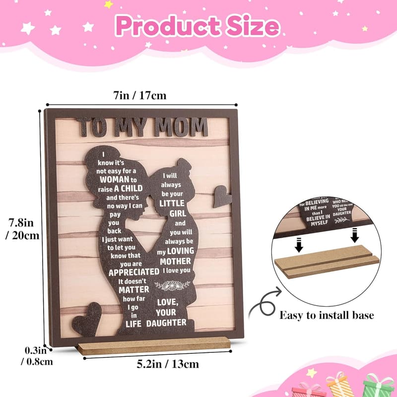 Best Mom Ever Wooden Plaque - Perfect Gift for Mother's Day