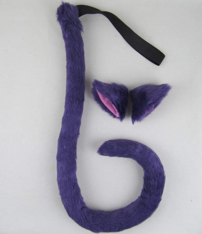 Halloween Cat Ears & Tail Costume Set - Purple
