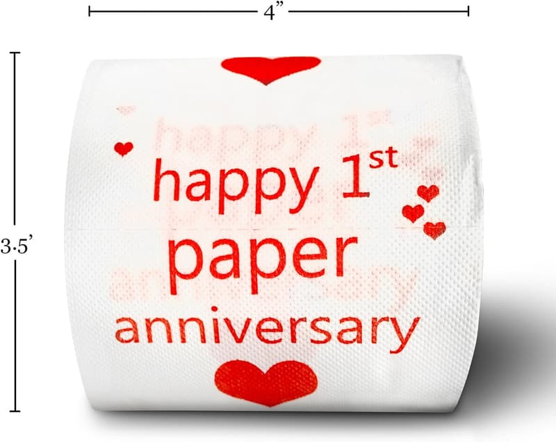 First Anniversary Funny Toilet Paper Gag Gift for Couples