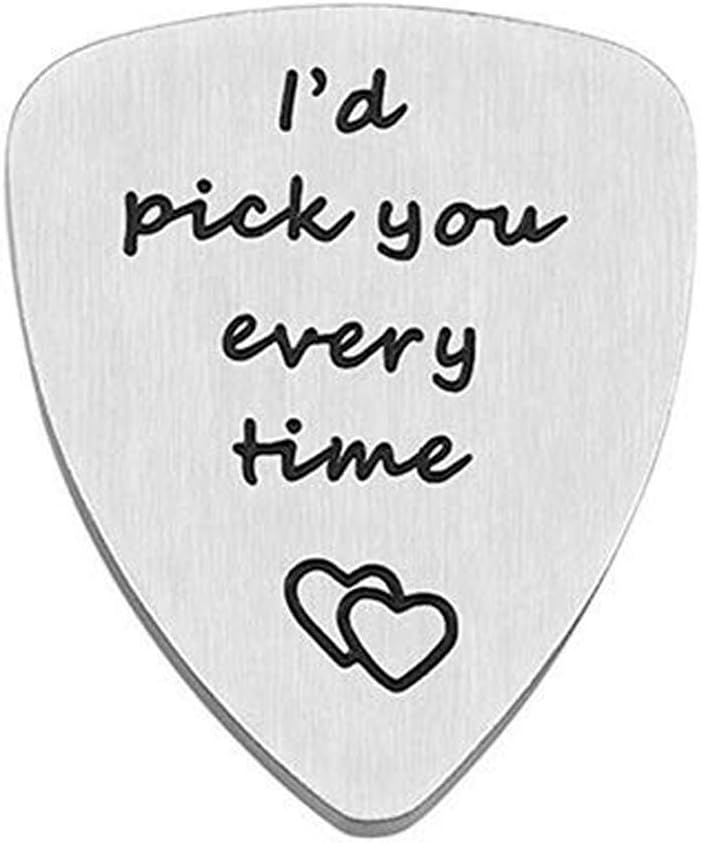 Anniversary Guitar Pick Gift for Men and Women, Personalized Music Jewelry