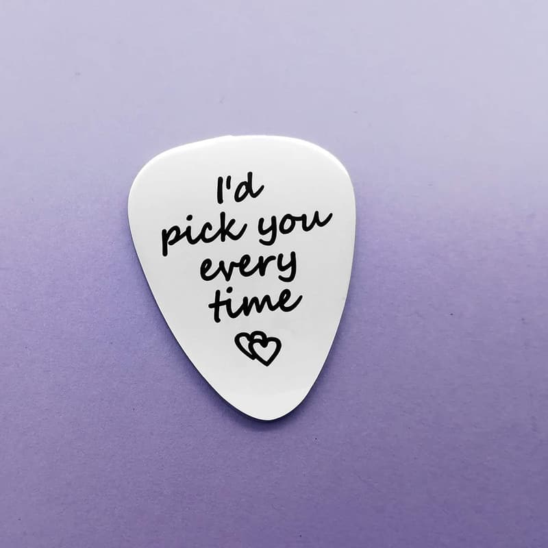 Anniversary Guitar Pick Gift for Men and Women, Personalized Music Jewelry