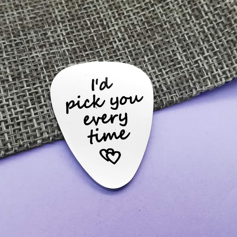 Anniversary Guitar Pick Gift for Men and Women, Personalized Music Jewelry