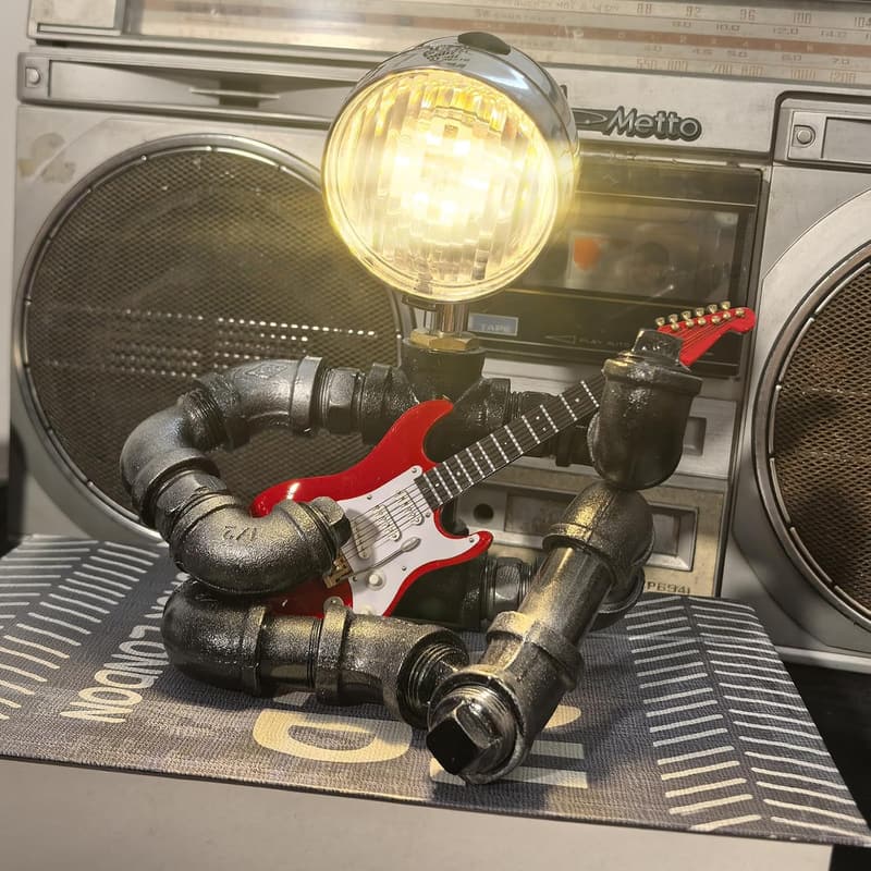 Guitar Table Lamp for Music Lovers - Unique Gift (Red)