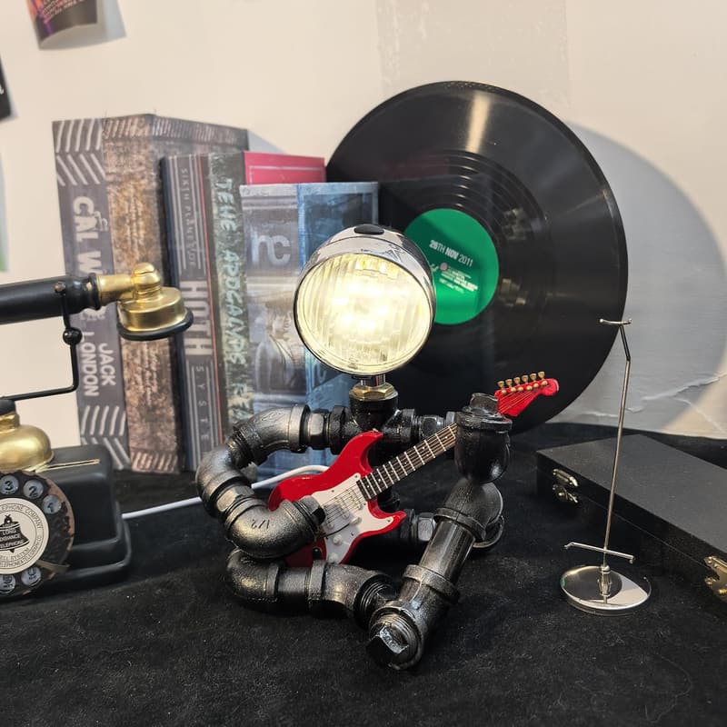 Guitar Table Lamp for Music Lovers - Unique Gift (Red)