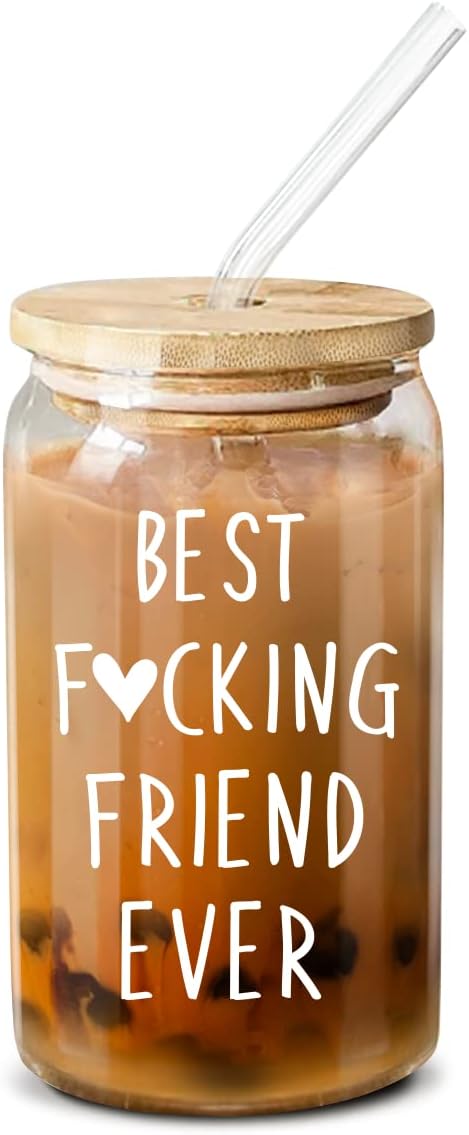 Funny Friendship Coffee Glass Gift for Women - 16 Oz