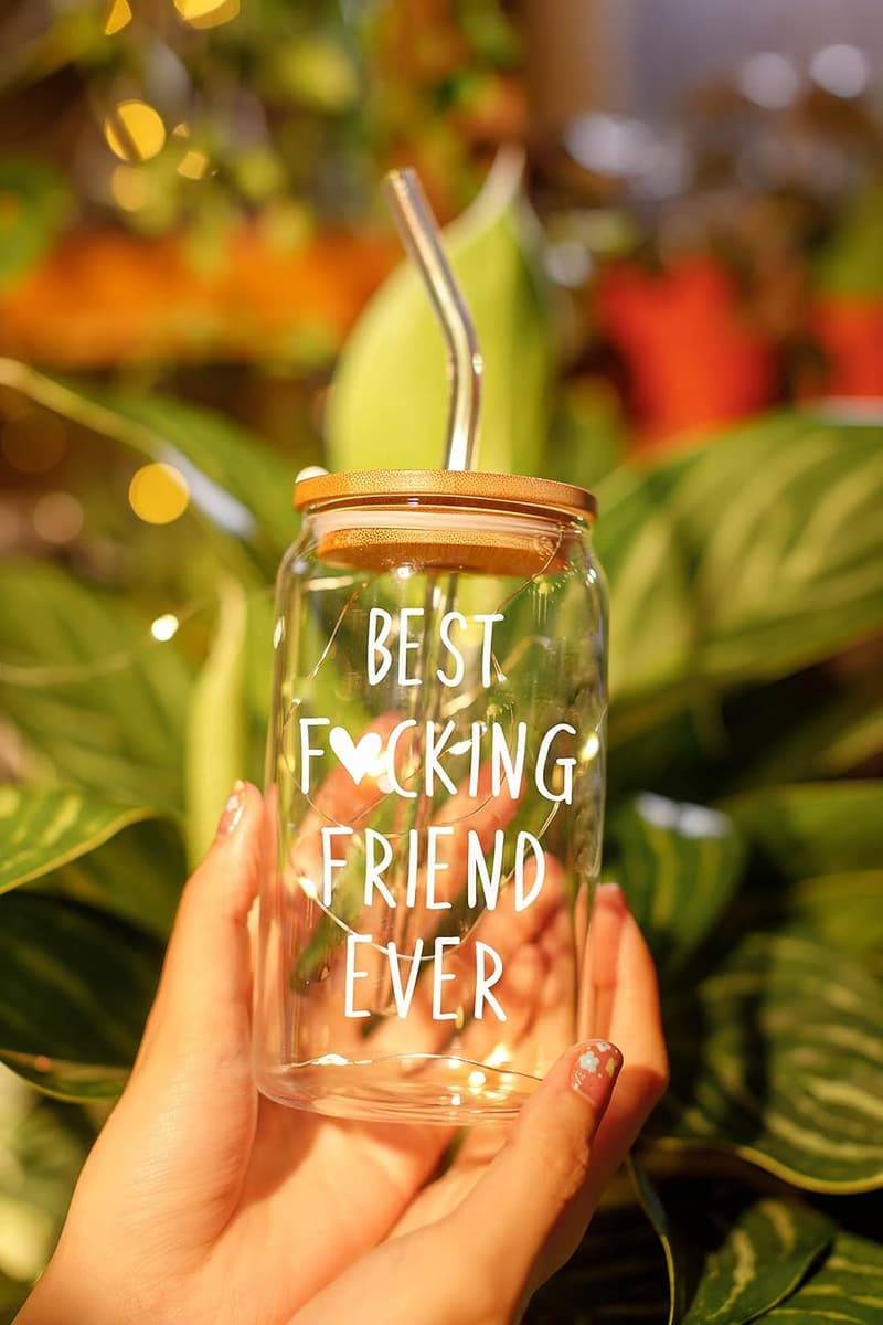 Funny Friendship Coffee Glass Gift for Women - 16 Oz