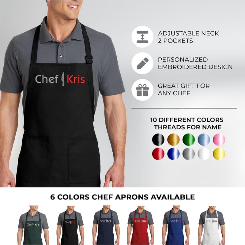 Personalized Embroidered Chef Apron - Premium Quality Gift for Adults