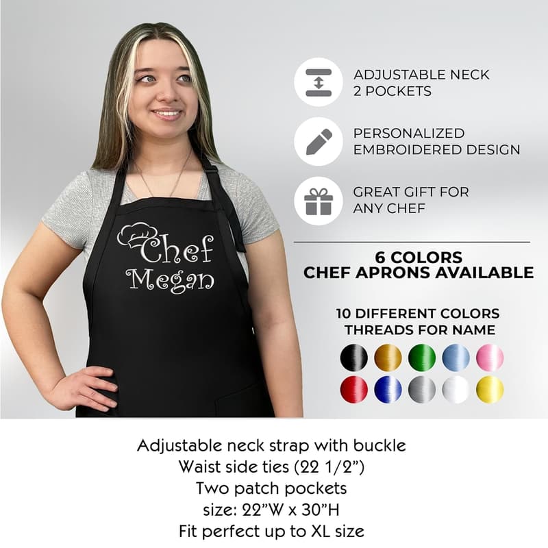 Personalized Embroidered Chef Apron for Men & Women