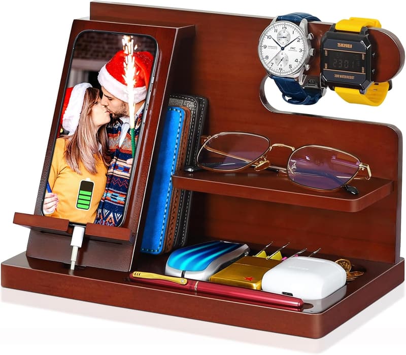 Wood Phone Docking Station - Perfect Groomsmen Gift for Men