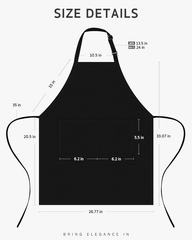Adjustable Black Chef Apron for Men & Women - Stain Resistant