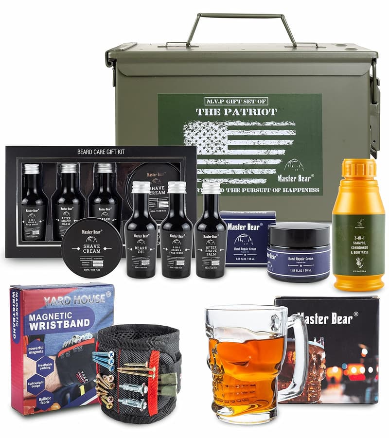 Father's Day 50 Cal Metal Ammo Can Grooming Set for Men