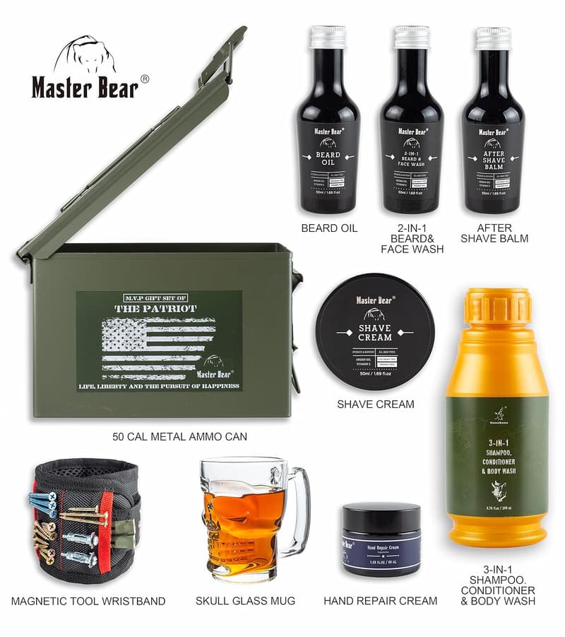 Father's Day 50 Cal Metal Ammo Can Grooming Set for Men