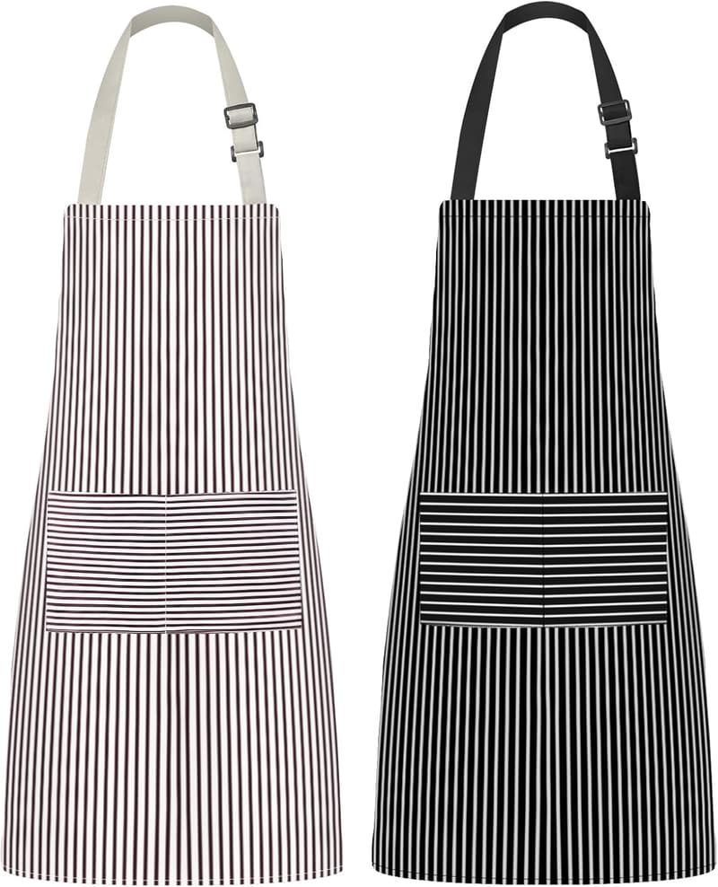Adjustable Kitchen Aprons for Women & Men - 2 Pack with Pockets