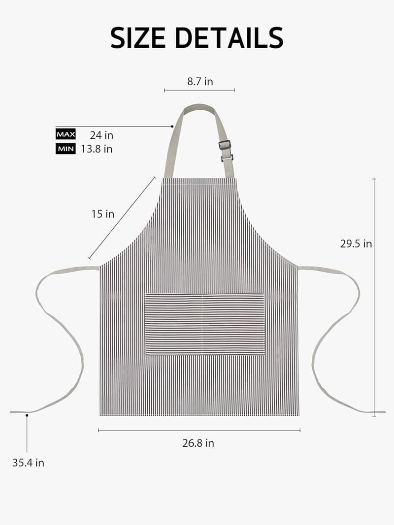 Adjustable Kitchen Aprons for Women & Men - 2 Pack with Pockets