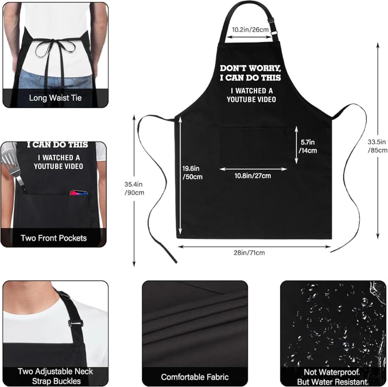 Funny Cotton Apron for Men & Women with 2 Pockets