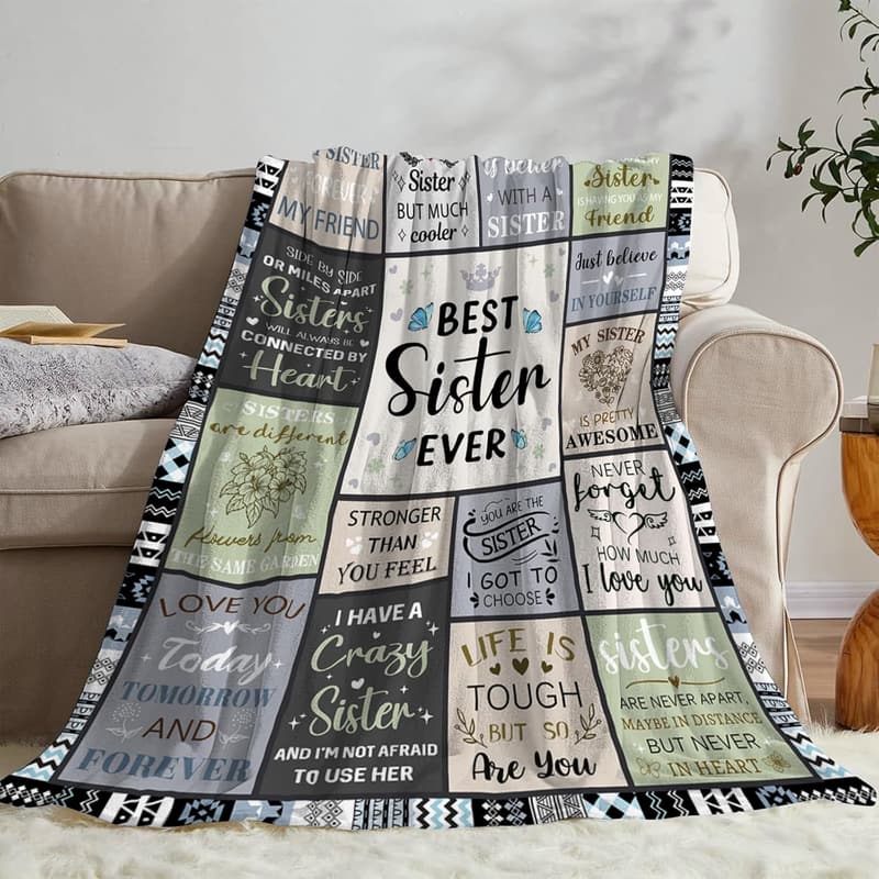 Best Sister Ever Flannel Throw Blanket - Perfect Gift for Any Occasion
