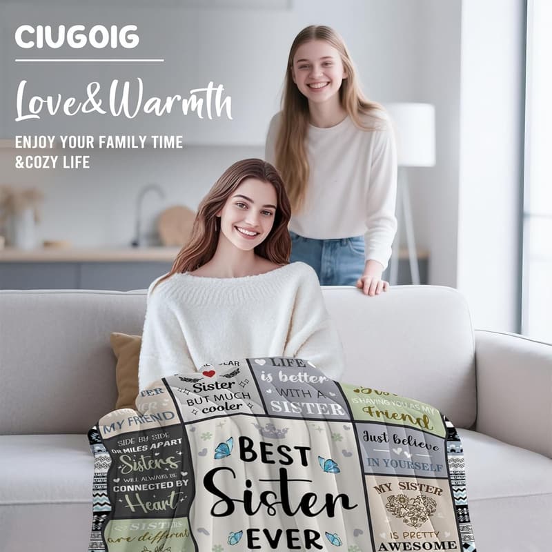 Best Sister Ever Flannel Throw Blanket - Perfect Gift for Any Occasion