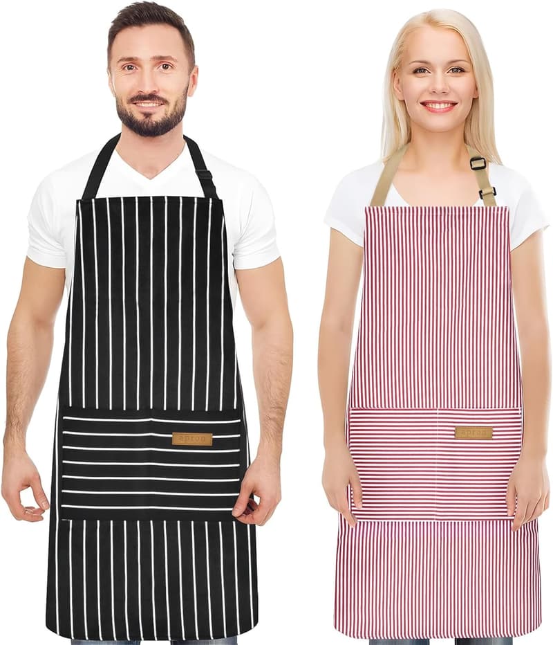 Cooking Aprons for Women with Pockets - 2 Pack