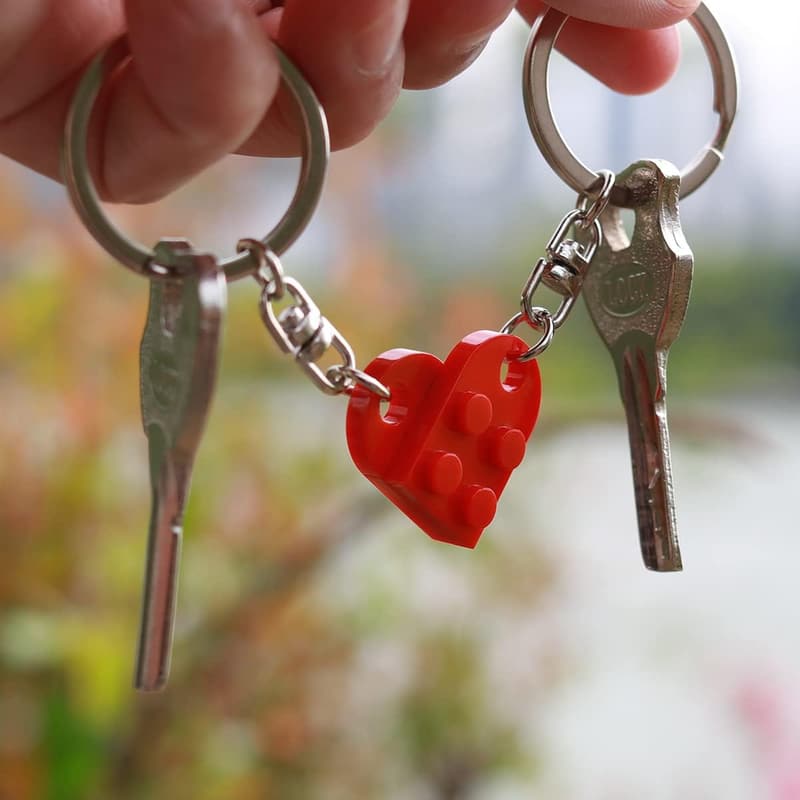 Valentine's Day Matching Heart Keychain Set for Couples