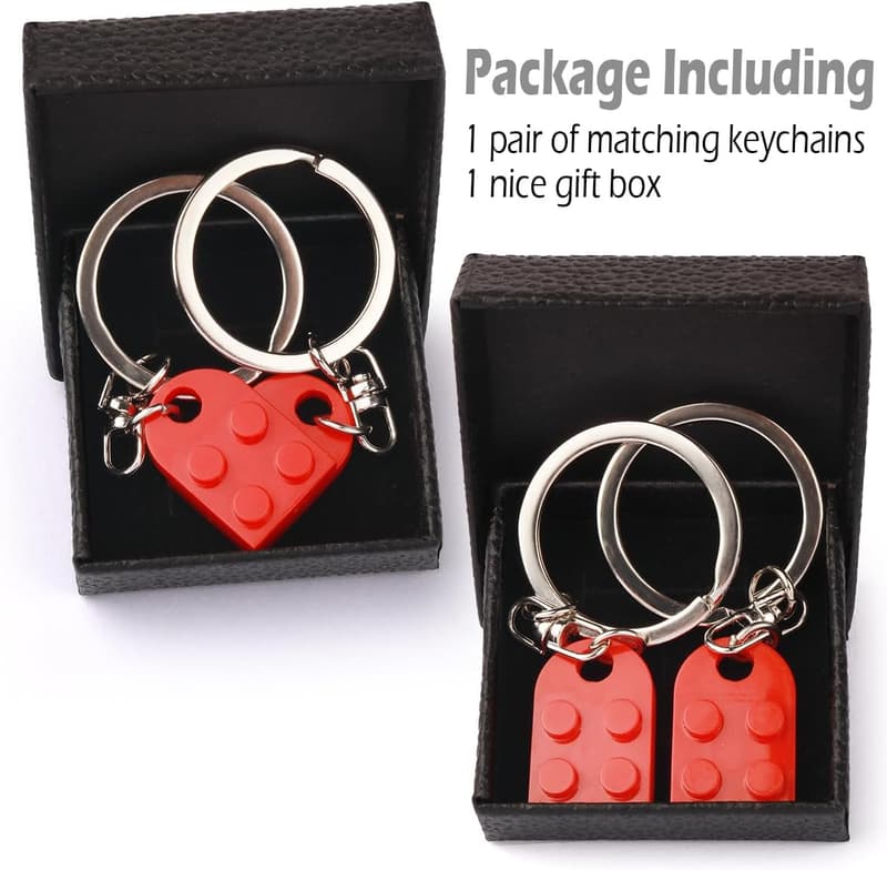 Valentine's Day Matching Heart Keychain Set for Couples