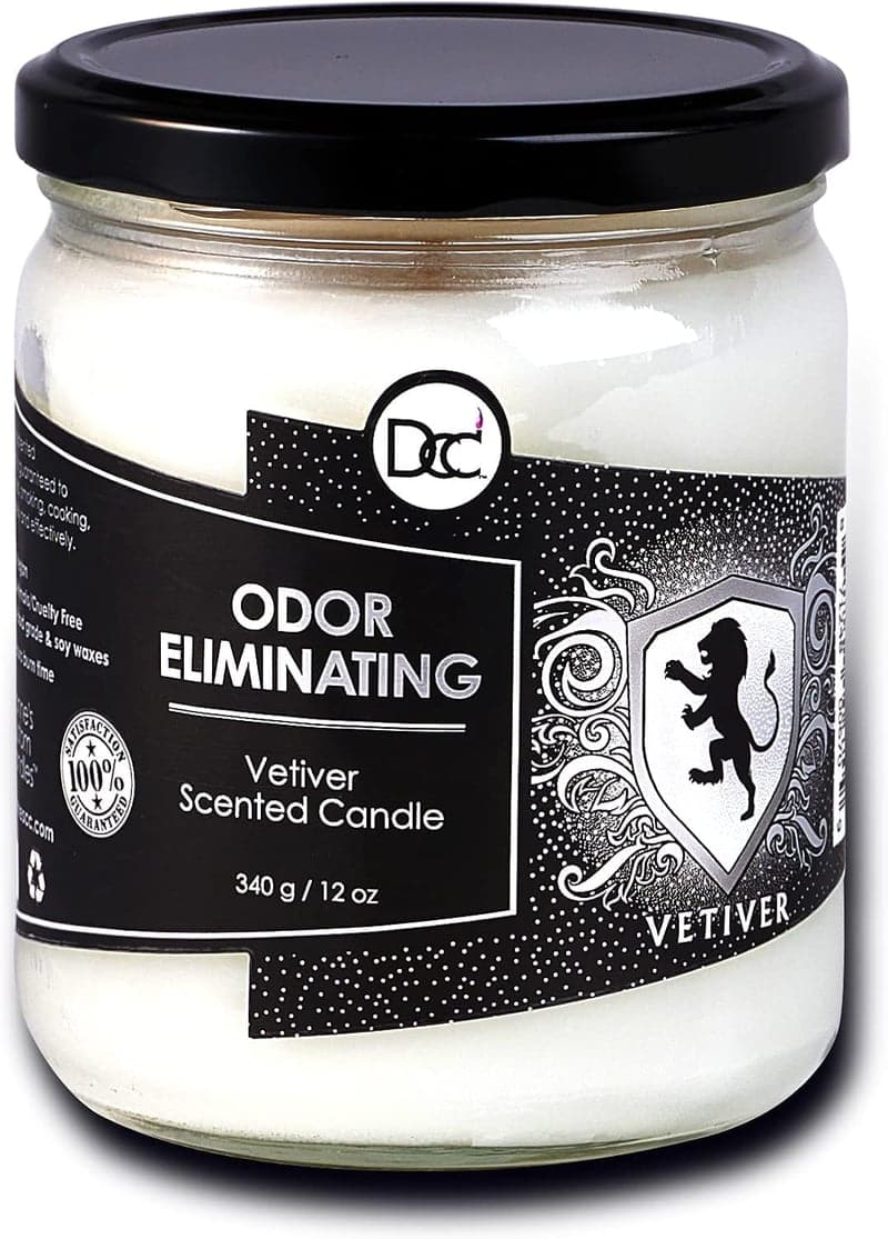 Odor-Eliminating Vetiver Candle, 80-Hour Burn, 12 oz Soy