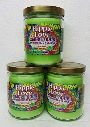 Smoke Odor Eliminator Jar Candles, Hippie Love, 13 oz, Set of 3